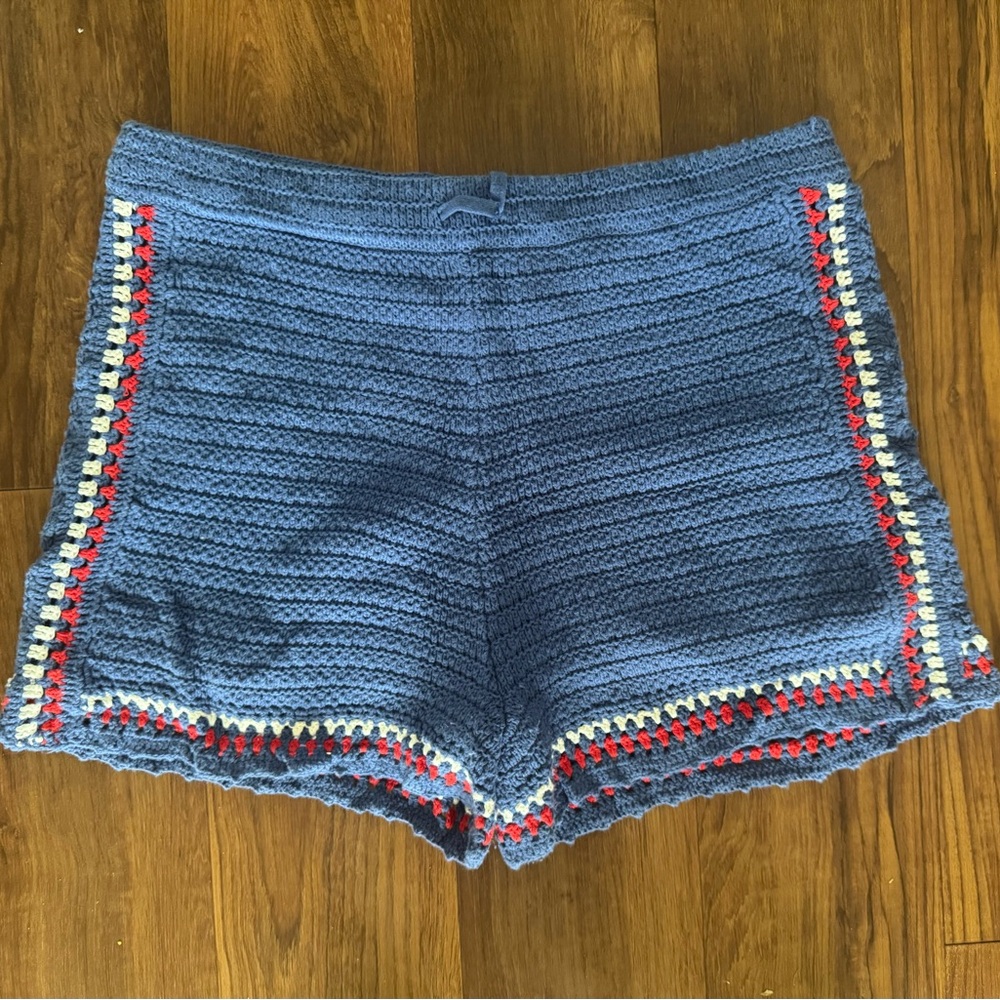 American Eagle Blue Crochet Knit Women's Shorts